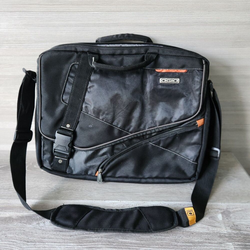 Ogio Multi-Zip Compartment Laptop Messenger Carrying Bag Padded‎ Pocket Black